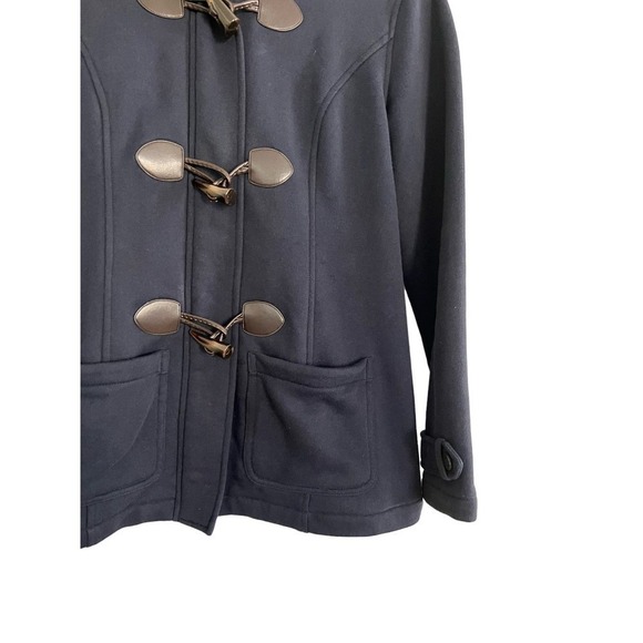 Market & Spruce Navy Toggle Fleece Jacket Faux Fur Lined Hood Small - Picture 4 of 5